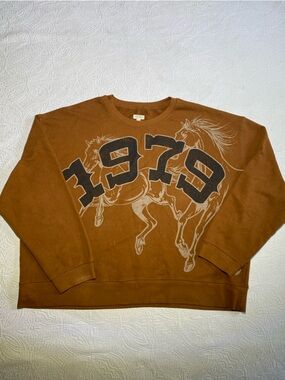 Pilcro Brown Graphic '1978' Horse Sweatshirt